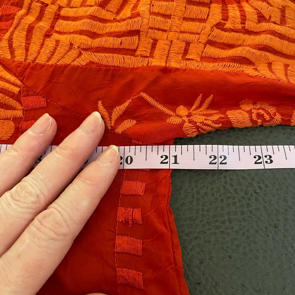 Johnny Was Orange Embroidery peasant blouse sz XS Vneck long sleeve eyelet lace - Picture 12 of 16